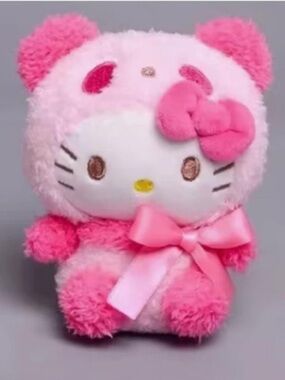 Hello Kitty Pink Panda Plushie Keychain with Bow